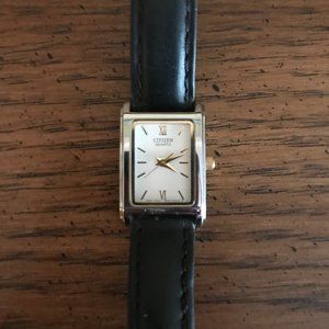 Citizen Women's Quartz Black Leather Strap Watch